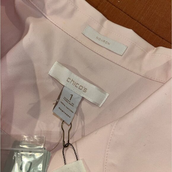 NWT Chico's No-Iron Linen Roll-Tab Sleeve Shirt Women’s Size 1x - Picture 4 of 10